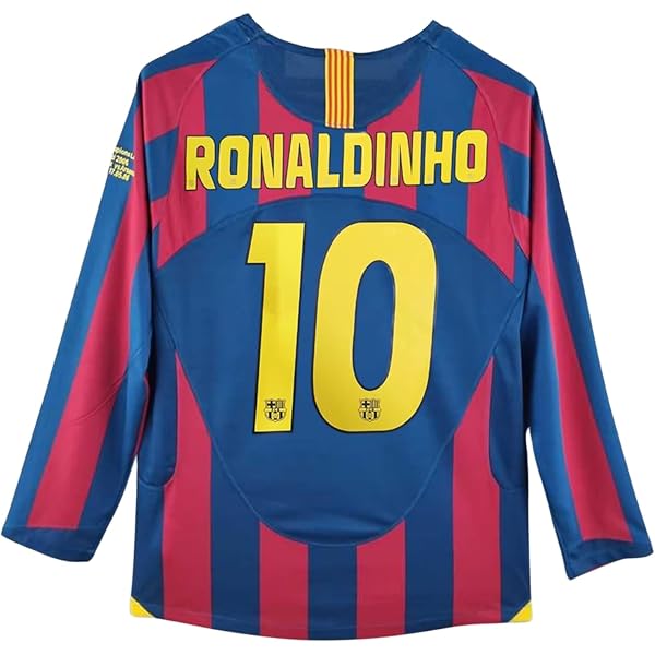 Amazon.com: Ronaldinho #10 Retro Long Sleeve 05/06 Soccer Jersey